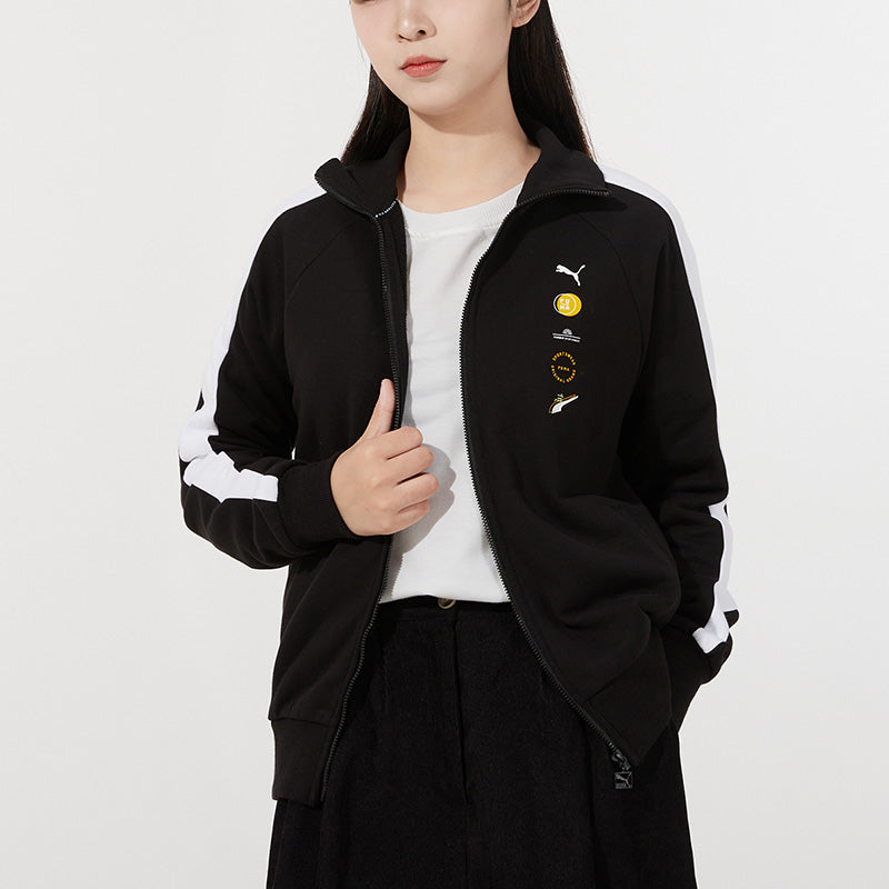 (WMNS) PUMA Formstripe Knitting Stand Collar Jacket Black 534421-01