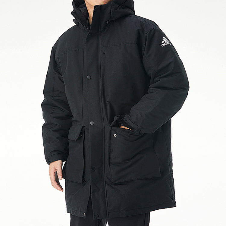 adidas Outdoor Sports Windproof Warm Hood Down Jacket Men's Black GN9835