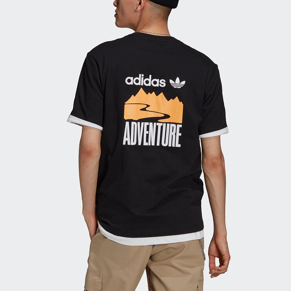 adidas originals Adv Mnt Back Te Athleisure Casual Sports Printing Round Neck Short Sleeve Black GN2367