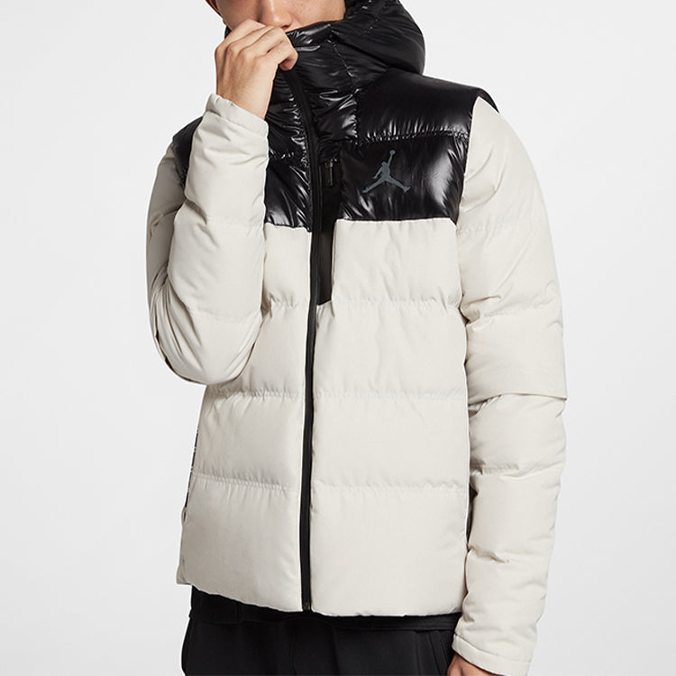 Air Jordan protection against cold Stay Warm hooded Colorblock Casual Sports Down Jacket White 924676-072