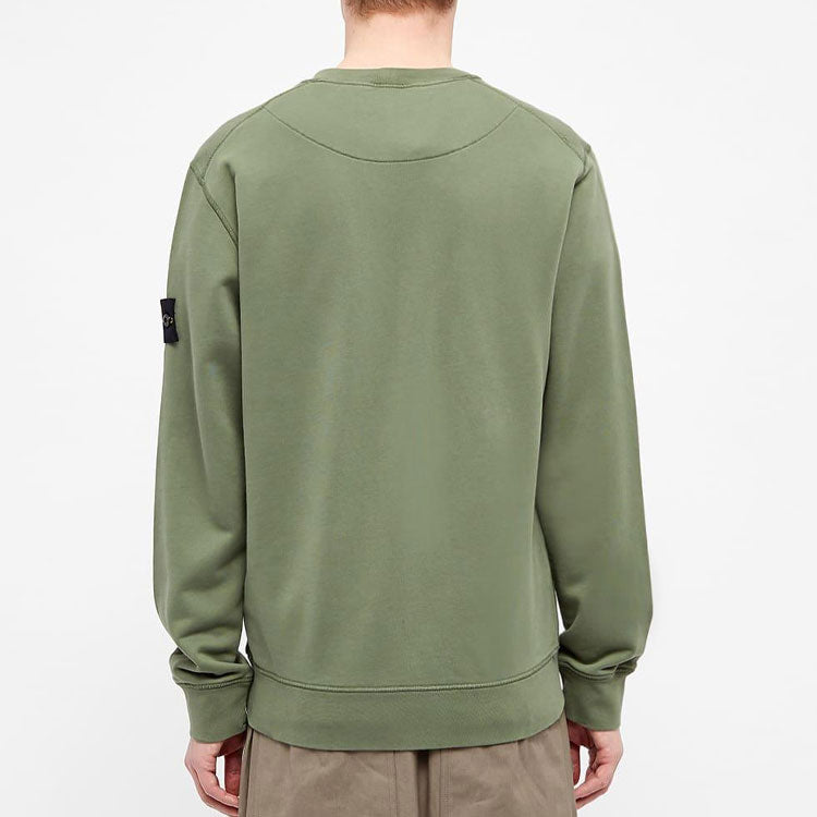 Men's STONE ISLAND Garment Dyed Crew Sweat Casual Grass Green 721563051-V0058