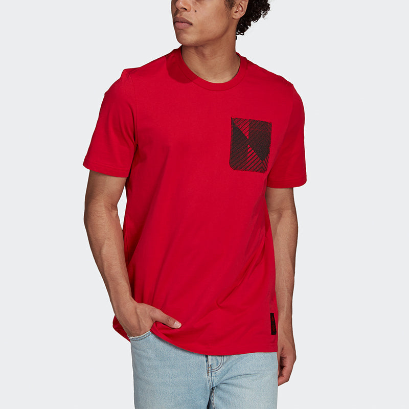 adidas Mufc Str Tee Chest Pocket Soccer/Football Sports Short Sleeve Red GR3891