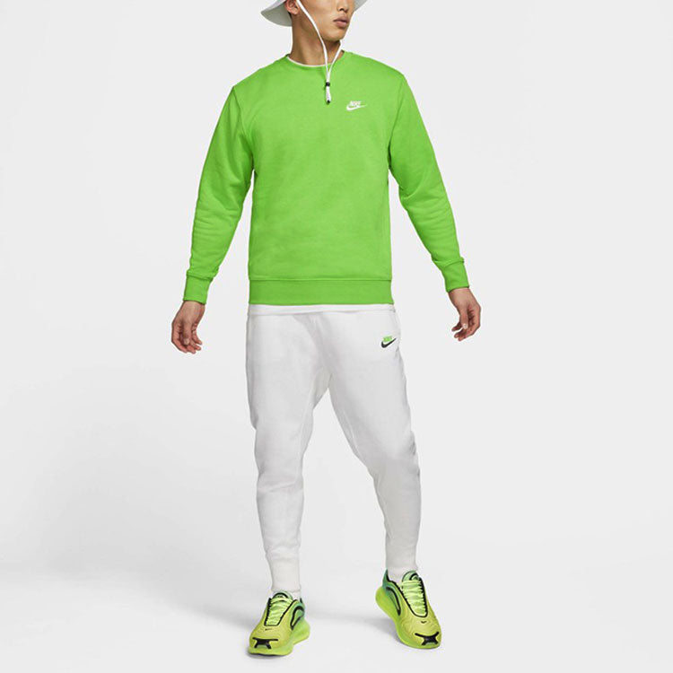 Nike Club French Embroidered Logo Sports Round Neck Pullover Green BV2667-304