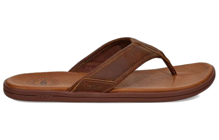 UGG Seaside Flip Leather Cowhide Slipper Coffee 1102690-LUG