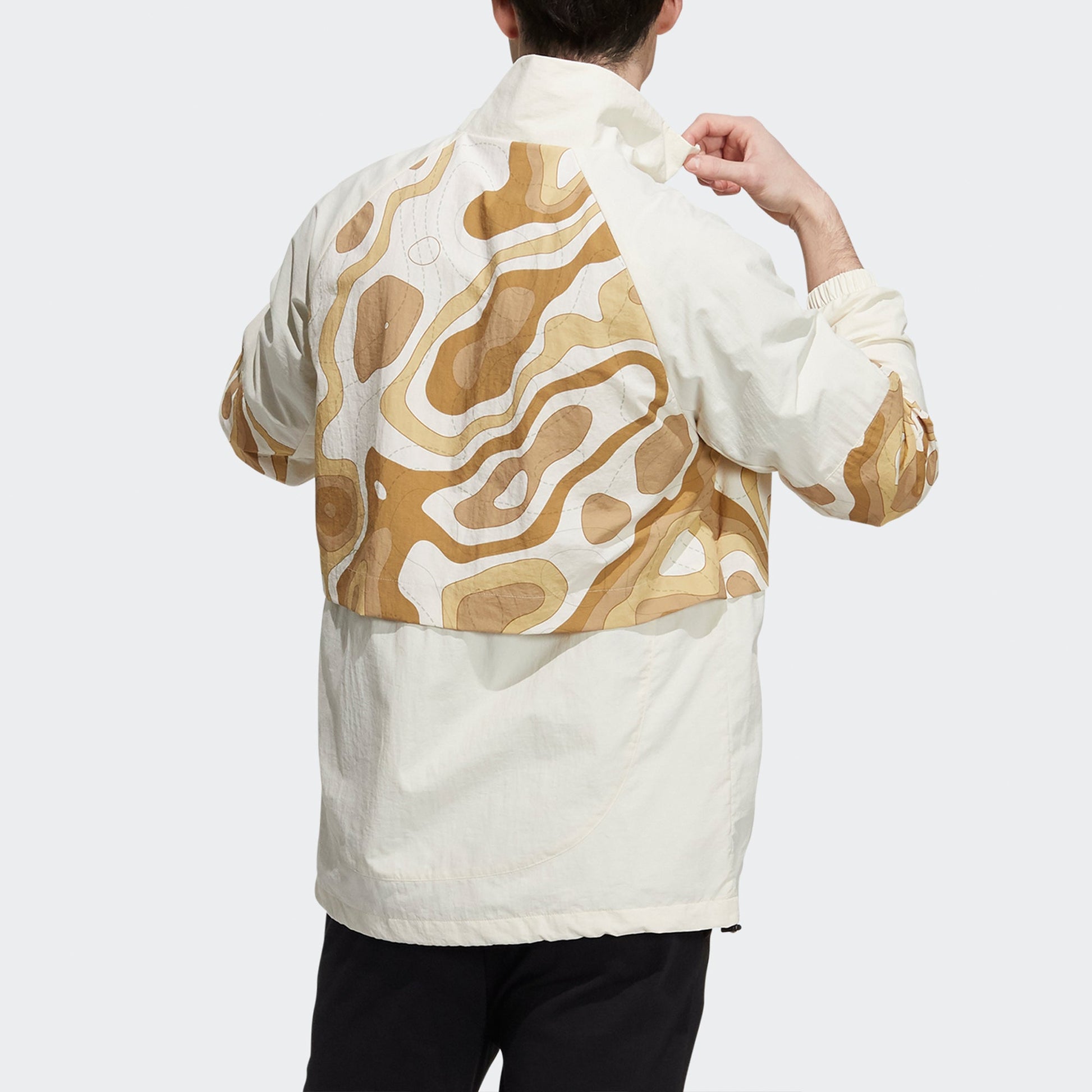 Men's adidas neo Cg Jk2 Contrast Color Stitching Sports Stand Collar Logo Jacket Creamy White HE7945