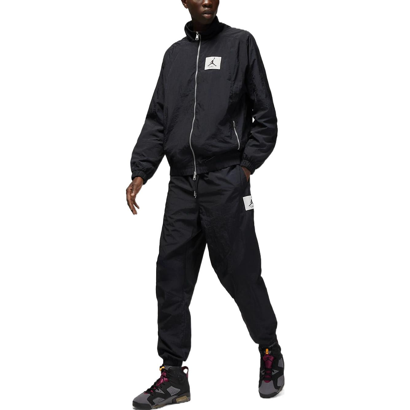 Air Jordan Solid Color Label Elastic Waistband Joggers Men's Black DQ7474-010