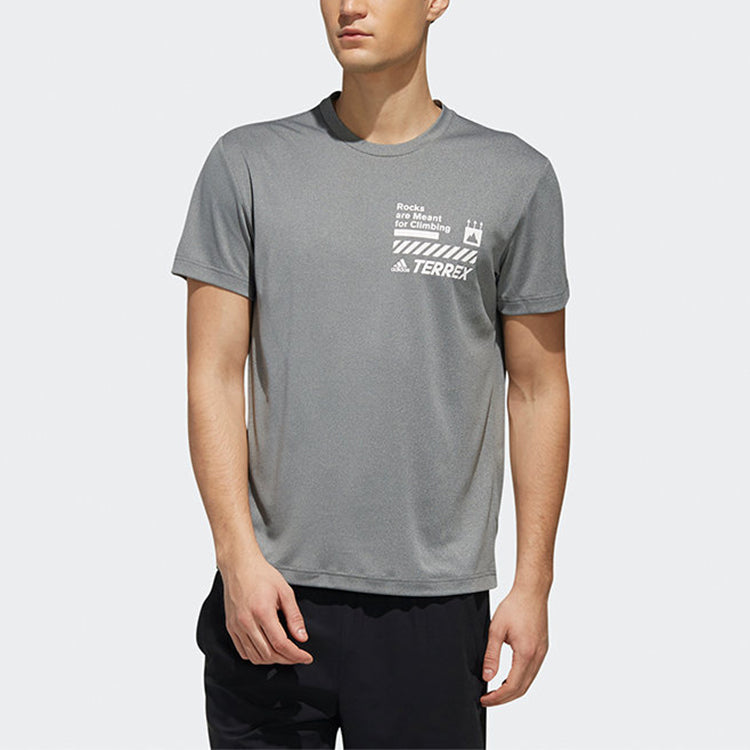 adidas Casual Cozy Round Neck Short Sleeve Gray FI9133