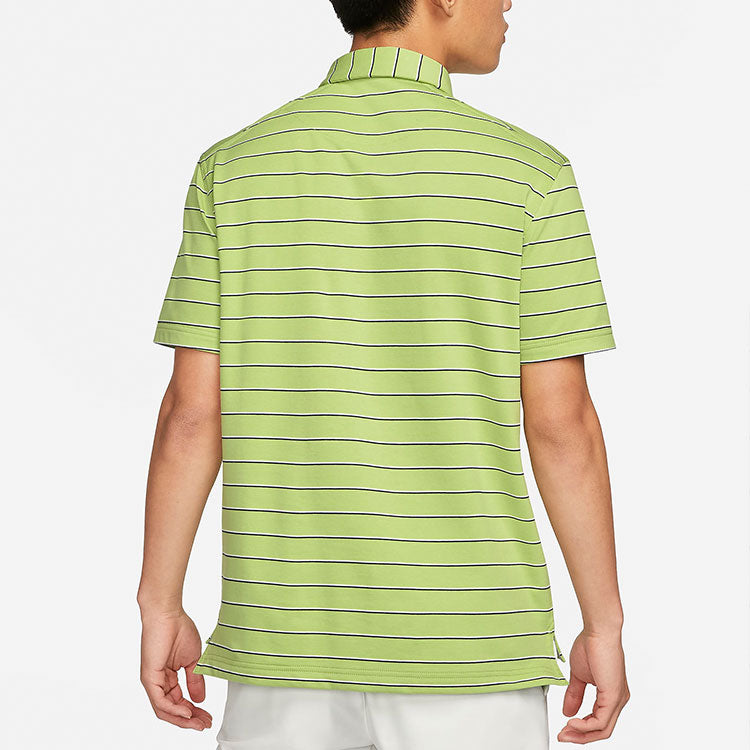 Men's Nike Dri-FIT Stripe Breathable Lapel Short Sleeve Green Polo Shirt DH0892-332