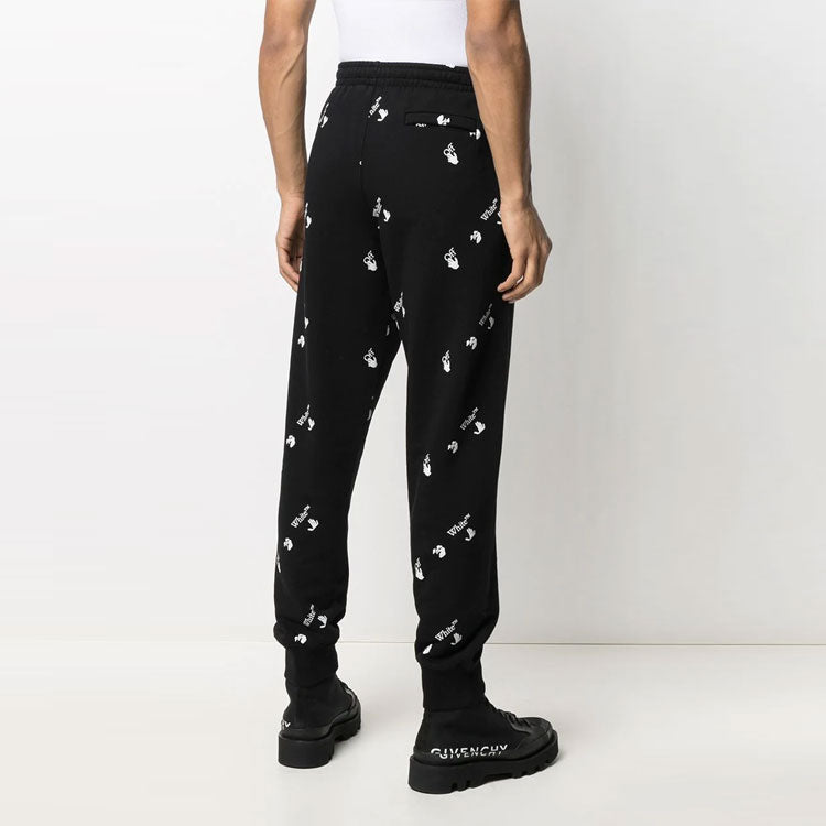 Off-White SS21 Large Logo Printing Sports Pants Black OMCH033R21FLE0041001