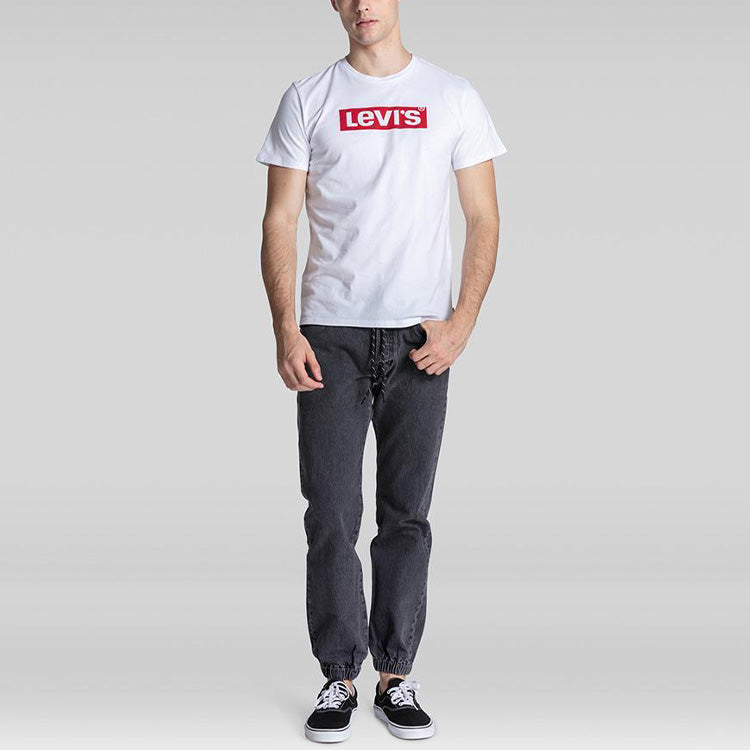 Men's Levis Logo Alphabet Printing Round Neck Loose Short Sleeve White 22491-0424