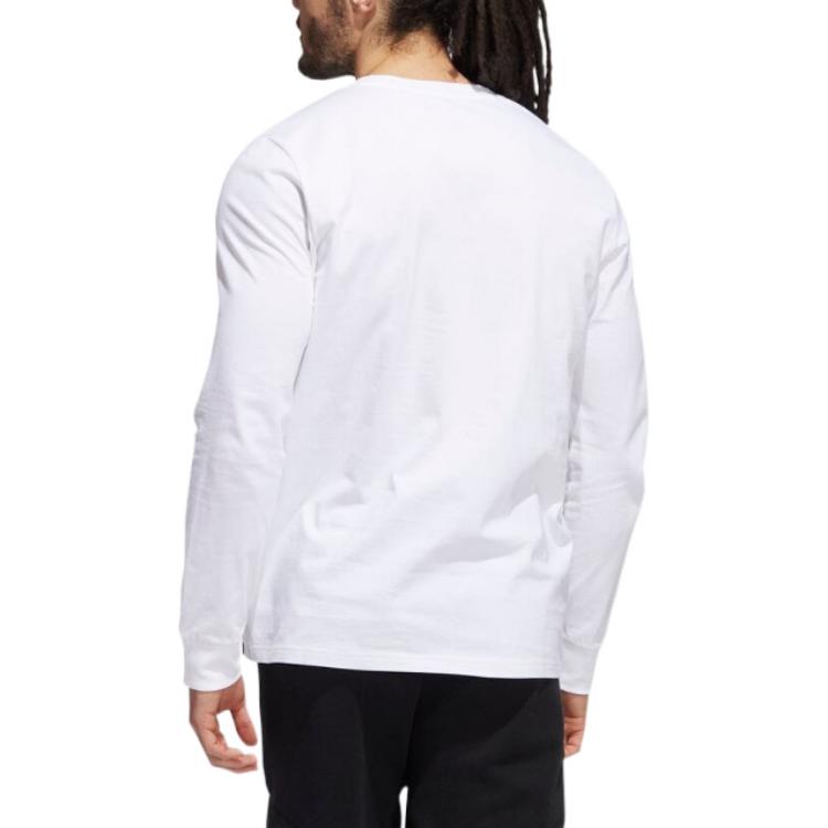 Men's adidas Alphabet Pattern Round Neck Long Sleeves White T-Shirt HK6751
