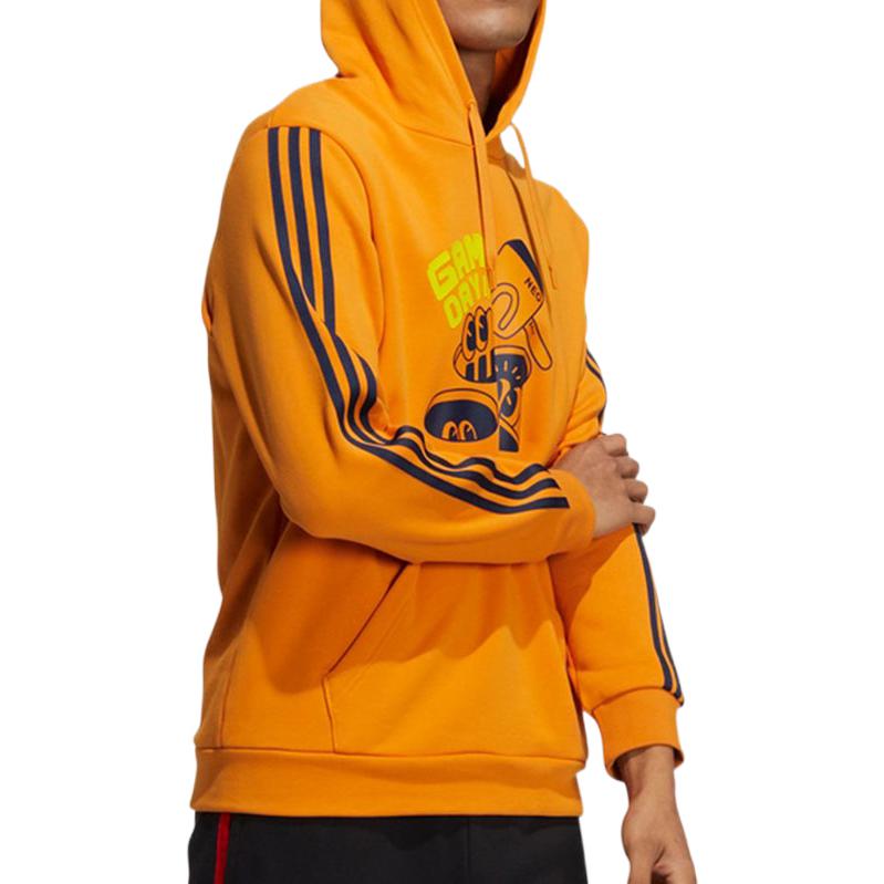 Men's adidas neo Cartoon Alphabet Printing Stripe Pattern Yellow HA2250