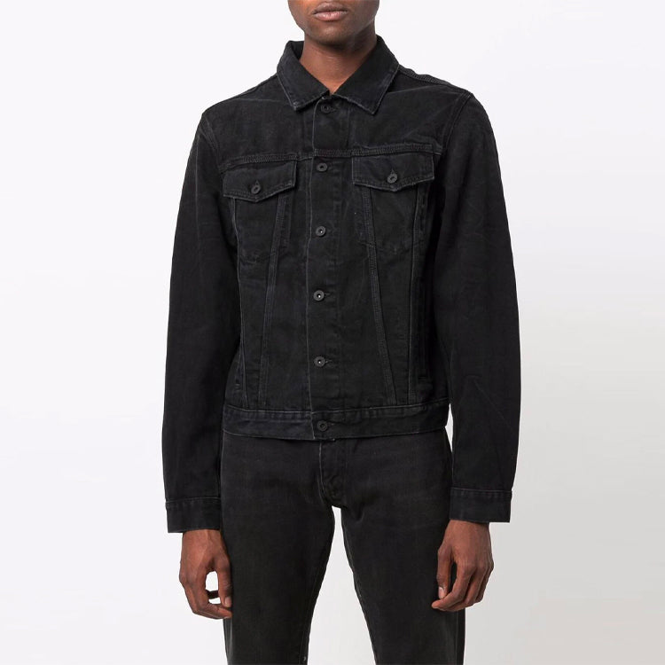 Off-White FW21 Casual lapel Denim Jacket Loose Fit Black OMYE054F21DEN0031209