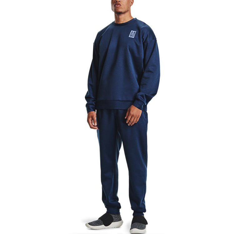 Men's Under Armour Recover Round Neck Training Loose Sports Navy Blue 1361757-408