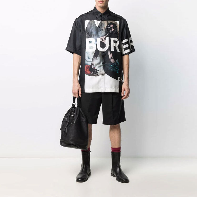 Burberry SS21 Logo Mermaid Printing Shirt Male Black 45676061