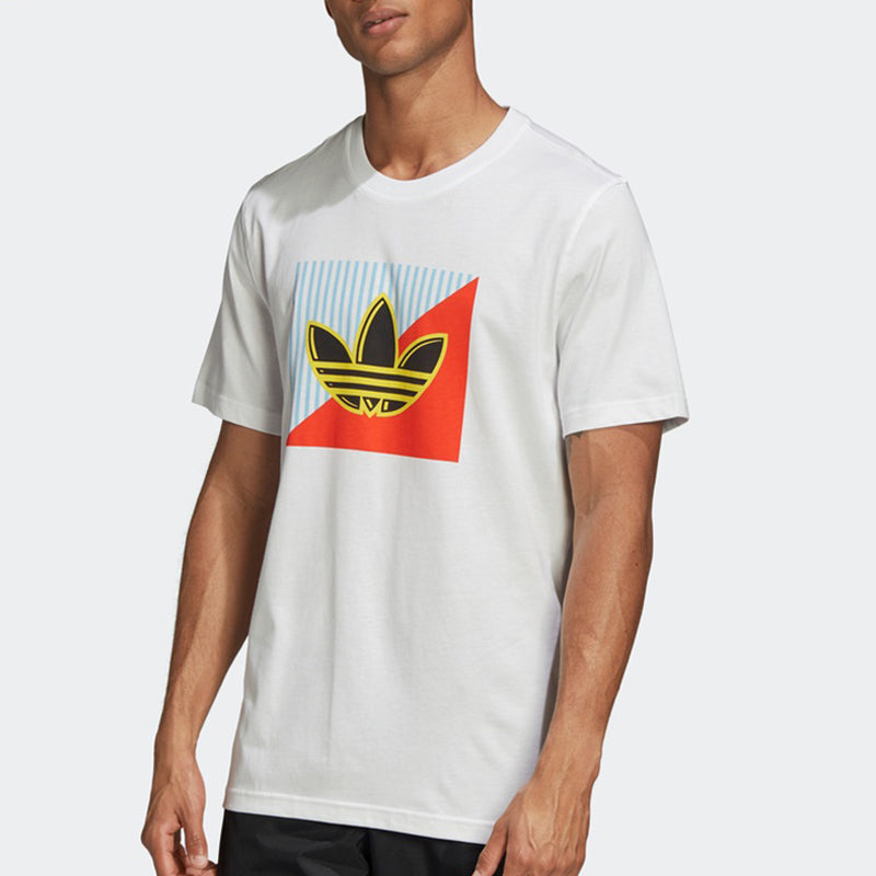 adidas originals Logo Round Neck Training Breathable Short Sleeve White FM3389