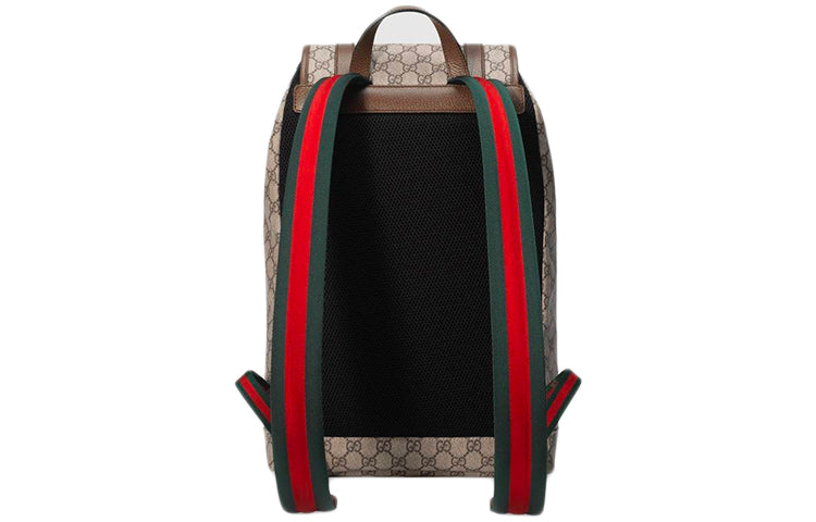 Gucci Neo Vintage Metallic Tiger Head Logo Stripe Webbing Canvas Backpack Unisex / Brown 473869-K9RIT-8857