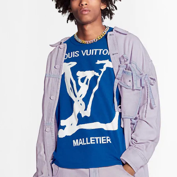 LOUIS VUITTON LV Graffiti Inlaid Sweater For Men Navy 1A7QU9