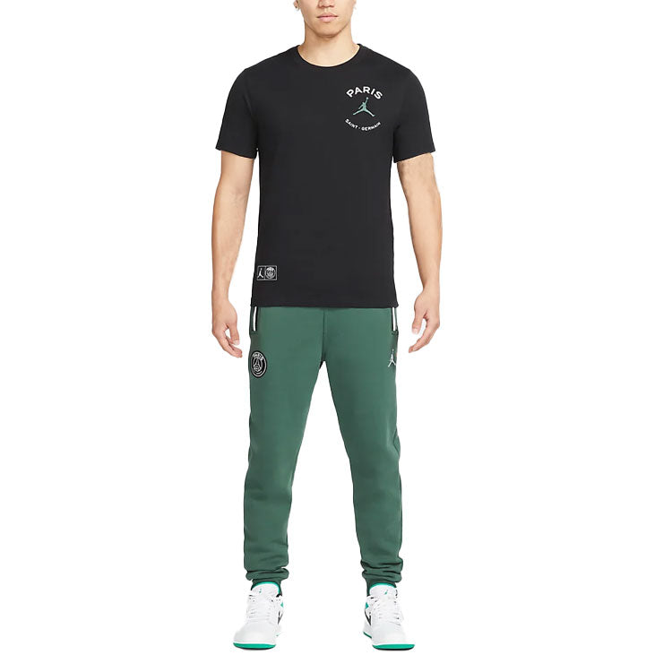 Air Jordan Paris Saint-Germain Logo Printing Round Neck Short Sleeve Black DB6515-010