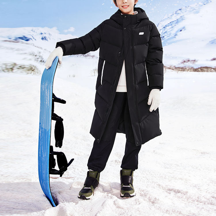 (GS) Skechers SKX Hooded Long Down Jacket 'Black' P423K027-0018