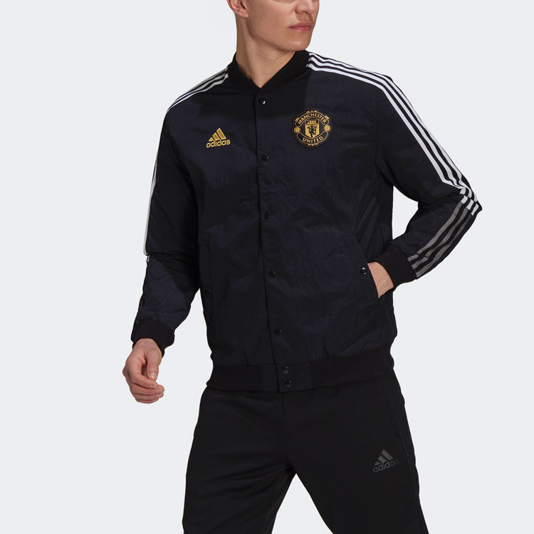 adidas Mufc Cny Bomber Series Soccer/Football Sports Printing aviator Jacket Black GU6960