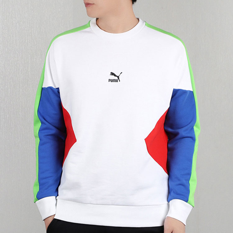 Men's PUMA TFS Crew Round Neck Pullover White 597328-52