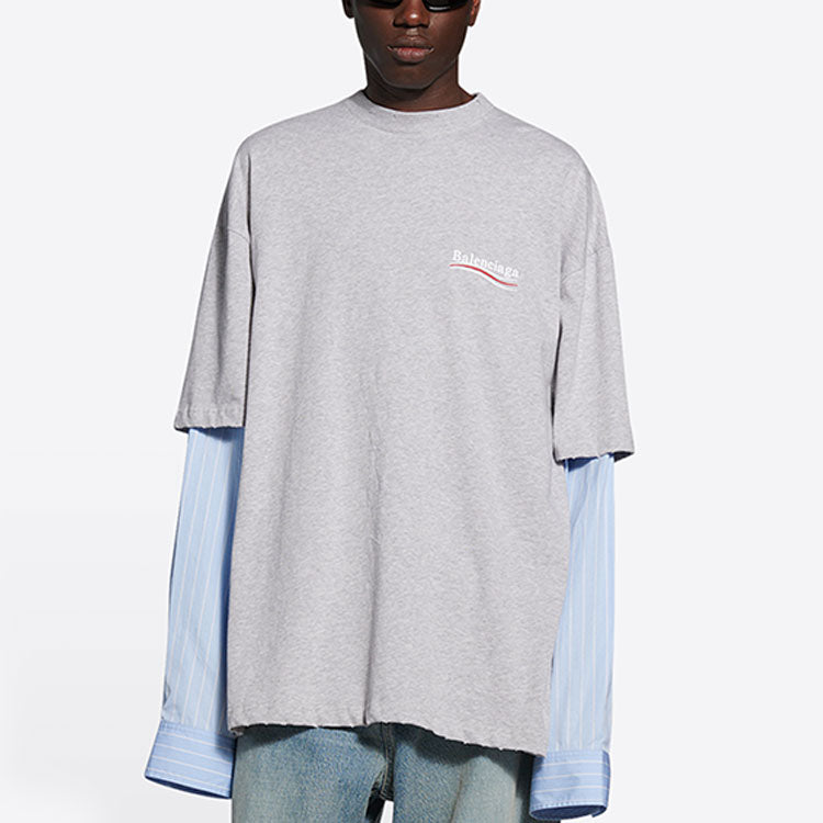 Balenciaga Political Campaign Layered T-Shirt 'Grey' 671401TKVJ11379