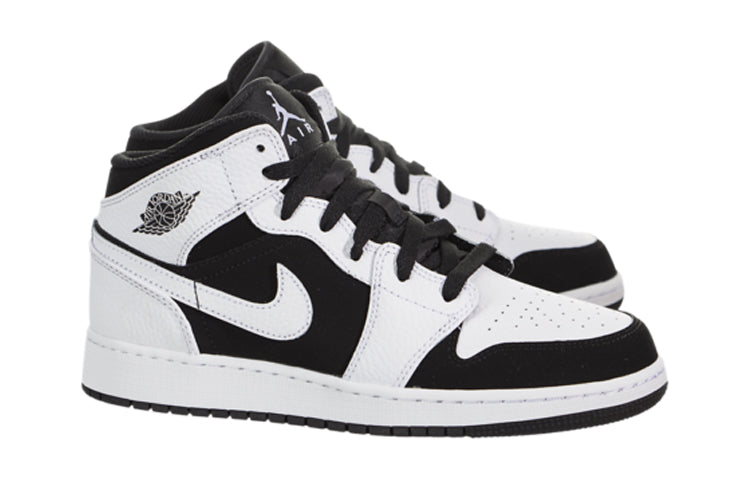 (GS) Air Jordan 1 Retro Mid 'White Black' 554725-113