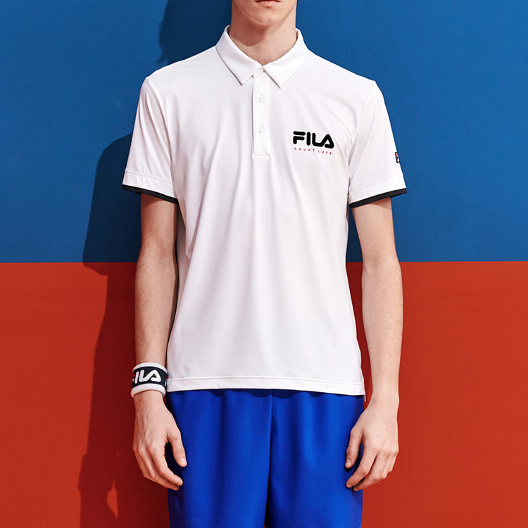 FILA Double Layer Contrasting Colors Short Sleeve Polo Shirt White A11M023156F-WT