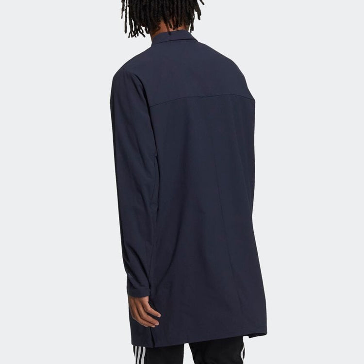 Men's adidas Casual Breathable Lapel Long Sleeves Jacket Japanese Version Navy Blue HD0011