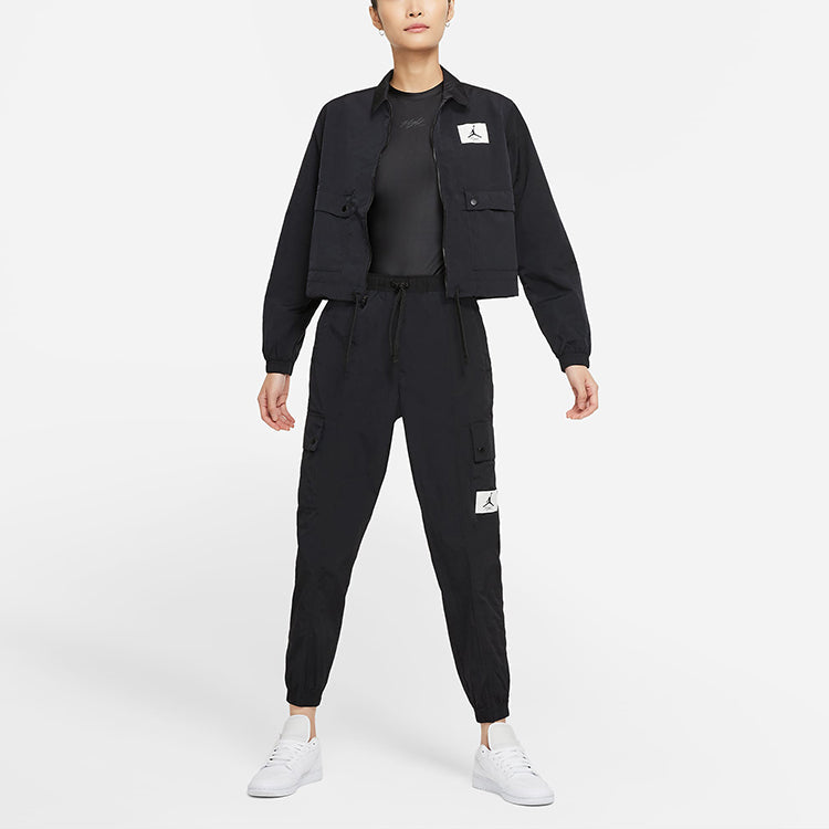 (WMNS) Air Jordan Essentials Pocket Woven Label Logo Drawstring Bundle Feet Sports Pants/Trousers/Joggers Black DD6996-010