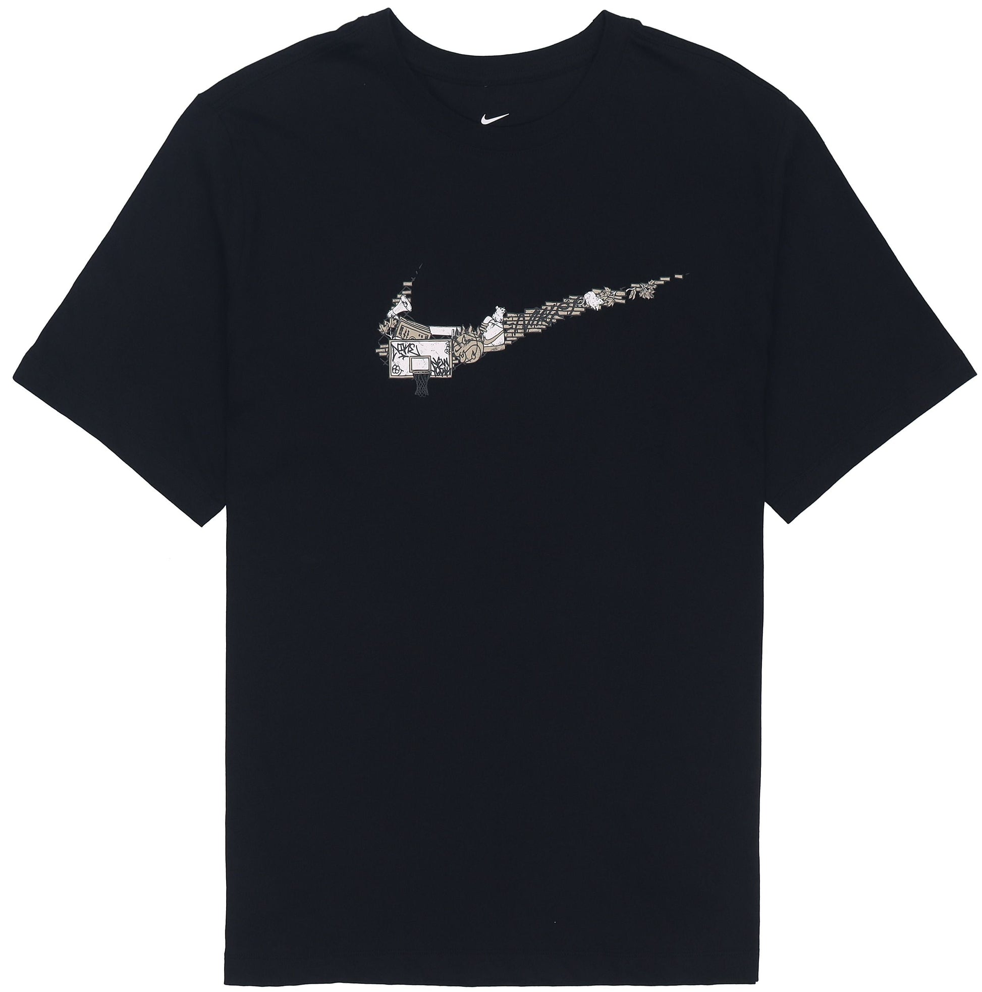 Nike Cartoon Pattern Large Logo Printing Round Neck Casual Short Sleeve Black DR1288-010
