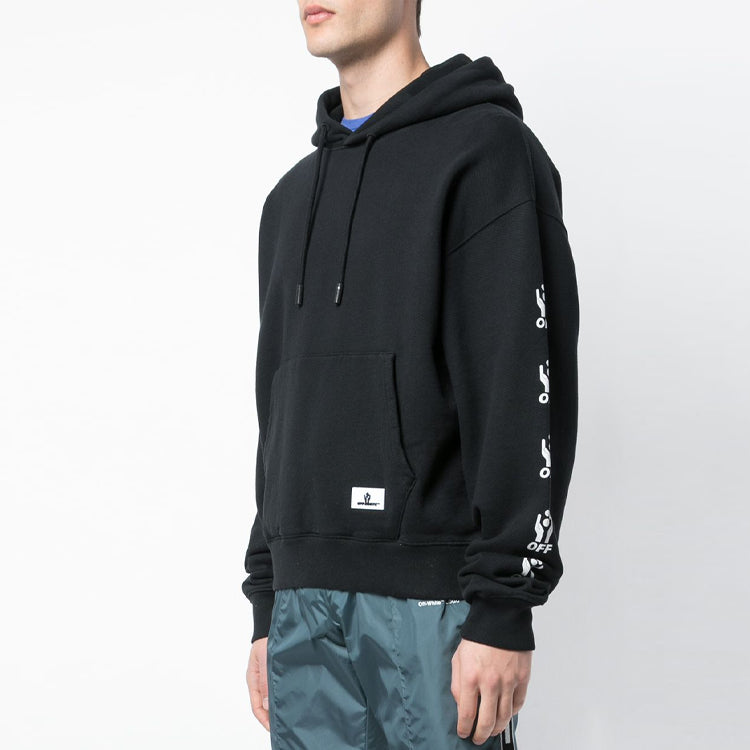 Off-White SS19 Printing Hooded Fleece Men Black OMBB037S190030201001