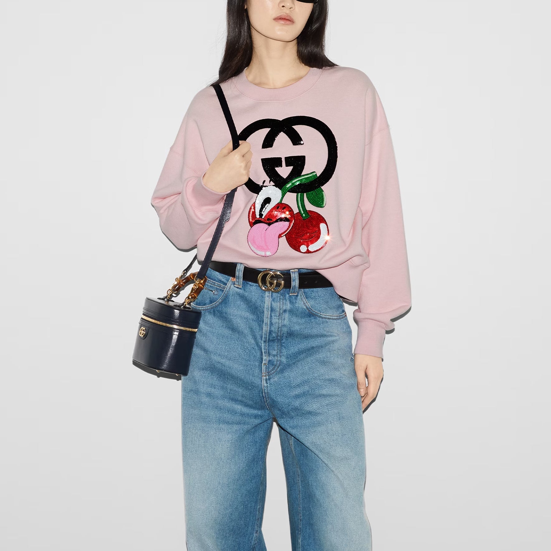 (WMNS) Gucci Cotton Jersey Sweatshirt With Embroidery 'Pink' 773769-XJGHH-5781