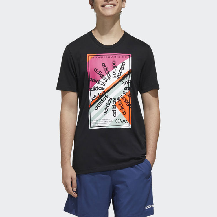 adidas D lillard Cozy Breathable Round Neck Pullover Short Sleeve Black FM6263