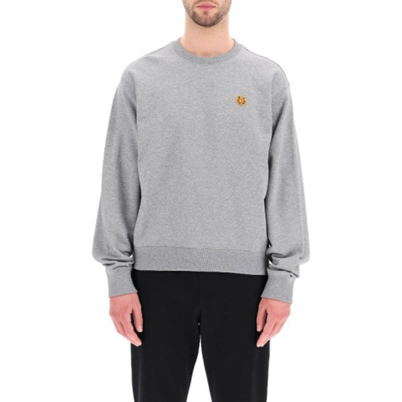 Men's KENZO SS21 Embroidered Round Neck Long Sleeves Gray FB55SW0034ML-95