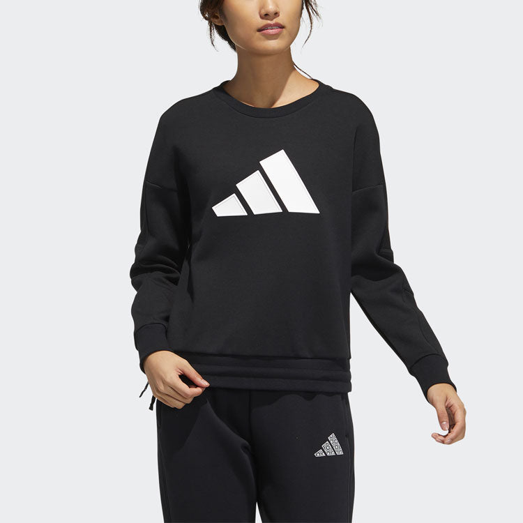 (WMNS) adidas Str Sweat Athleisure Casual Sports Printing Logo Round Neck Pullover Black Hoodie GP0718