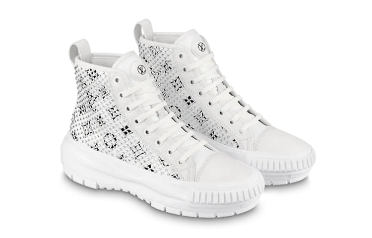 (WMNS) LOUIS VUITTON LV Squad Ankle Sneakers 'White with Crystal Monogram' 1A9RZO
