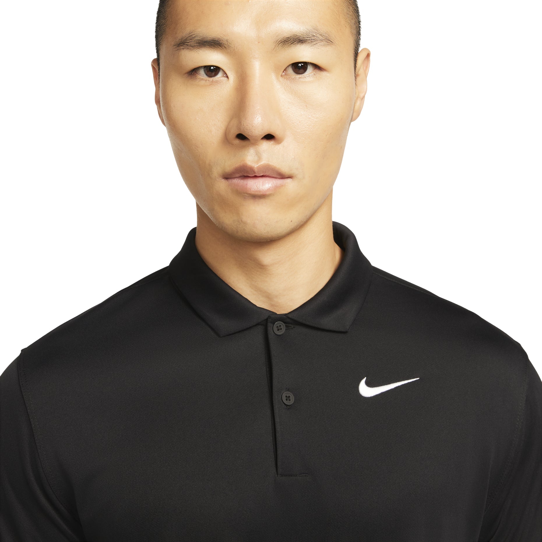 Men's Nike Solid Color Buckle Short Sleeve polo Black Polo Shirt DH0858-010