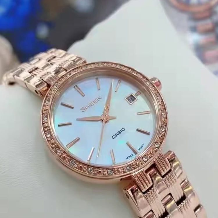 CASIO SHEEN Waterproof Stainless Steel Strap White Analog SHE-4060PG-4A