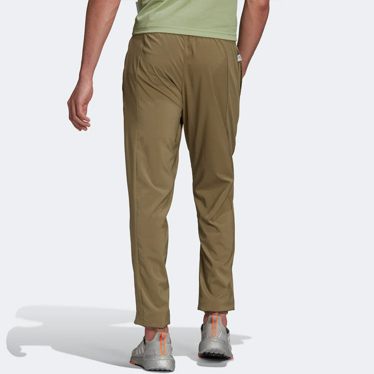 Men's adidas Solid Color Logo Label Side Pocket Bundle Feet Sports Pants/Trousers/Joggers Green H61146