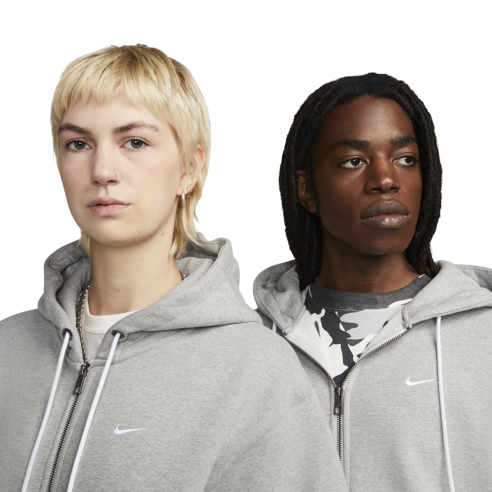 Nike Solo Swoosh Full-Zip Hoodie 'Grey Heather & White' DR0403-063