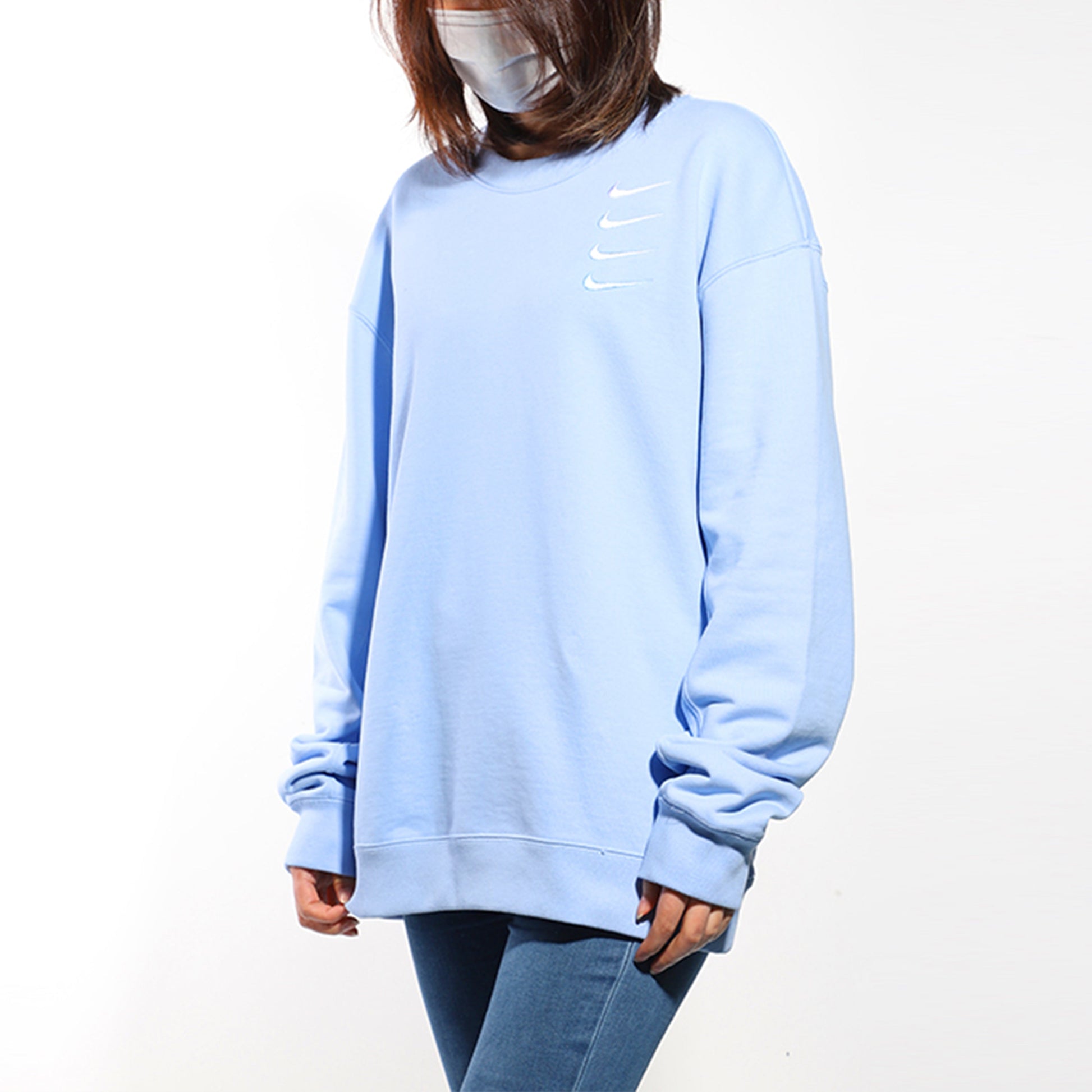 Nike Swoosh Four hook gradual change round neck sweater light blue DA3193-431