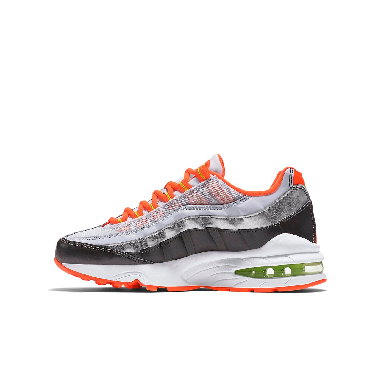 (GS) Nike Air Max 95 'White Orange Metallic Silver' 307565-107