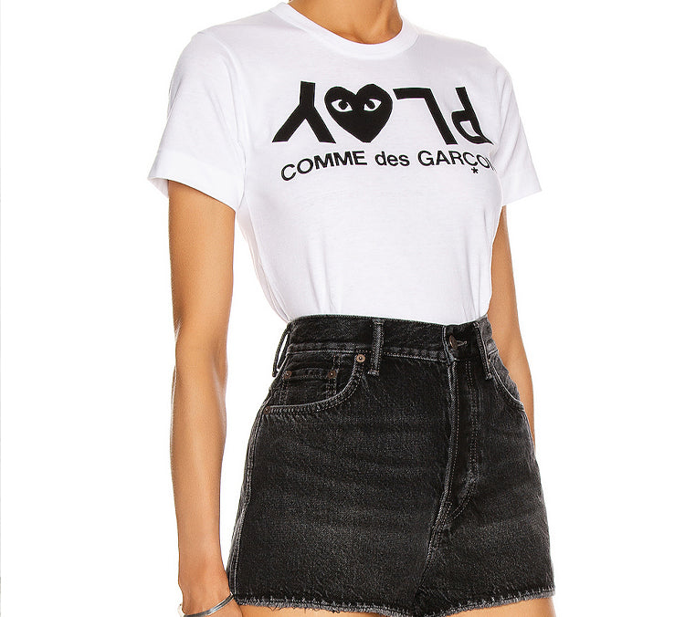 (WMNS) COMME des GARCONS PLAY Play Logo Tee 'White Black' AZ-T067-051-1