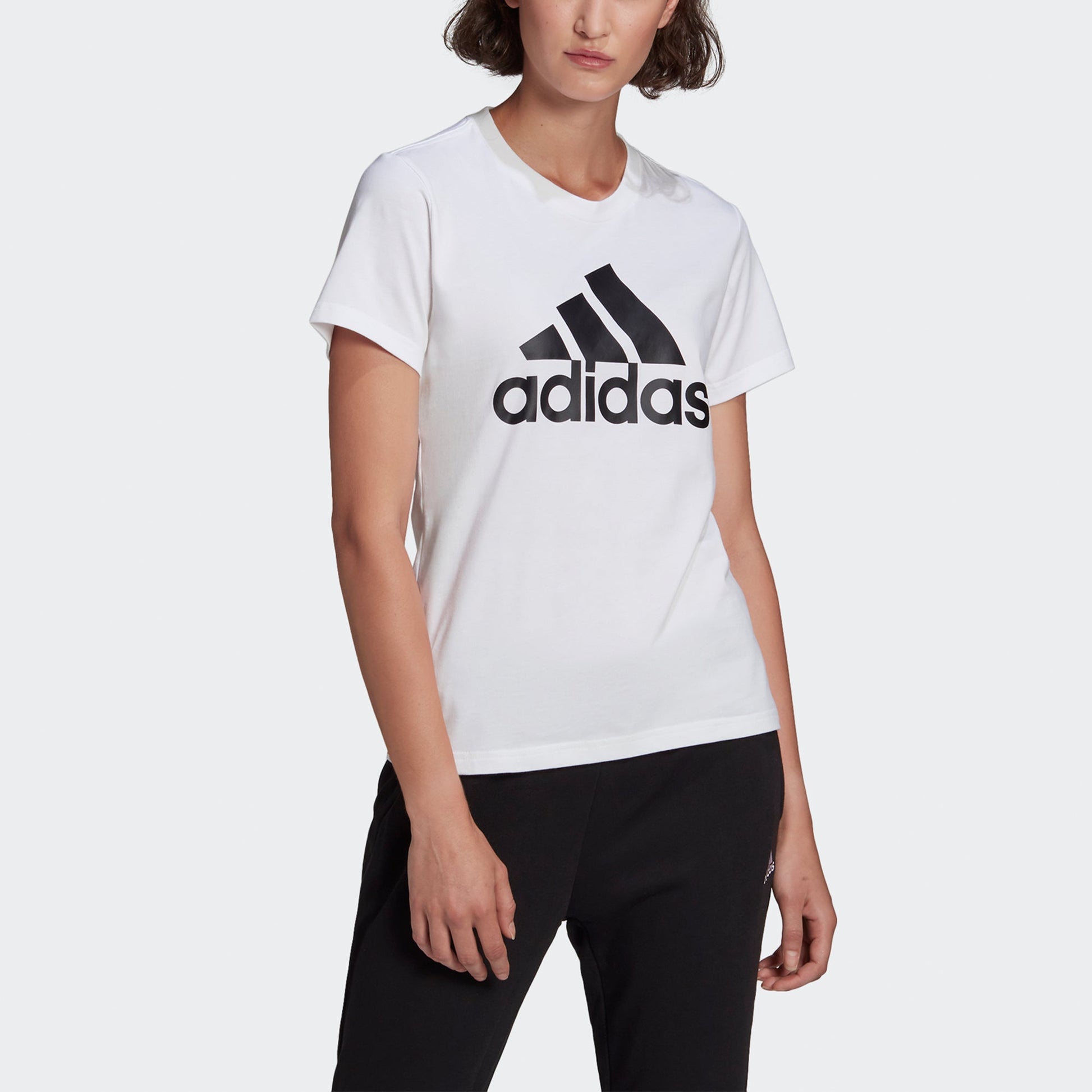 (WMNS) adidas Essentials Logo T-Shirt 'White Black' GL0649