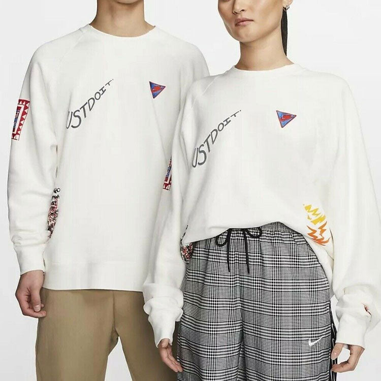 Nike Sportswear Graffiti Printing Round Neck Pullover White CJ5055-133
