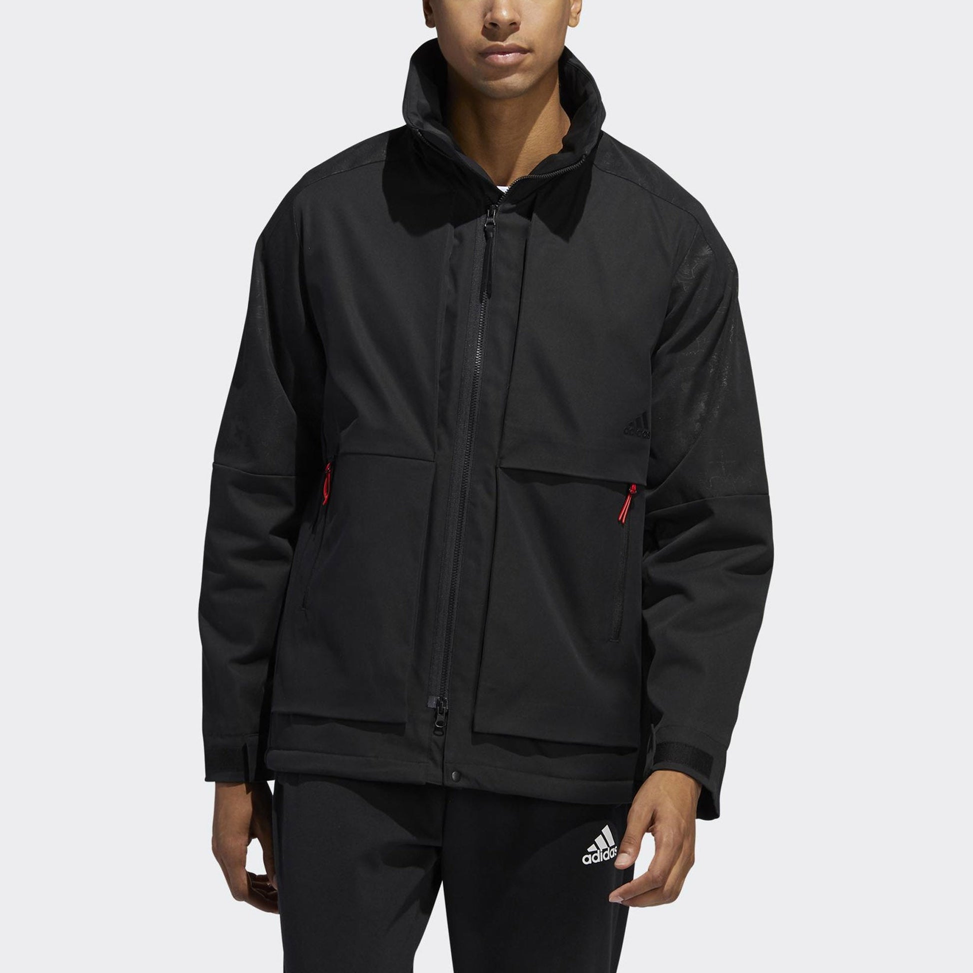 adidas Series Printing polar fleece Hooded Jacket Black GG0776