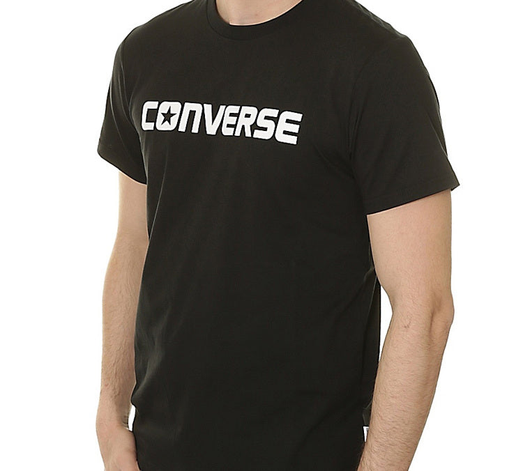 Men's Converse Pure Cotton Alphabet Short Sleeve Black 10001970-A02