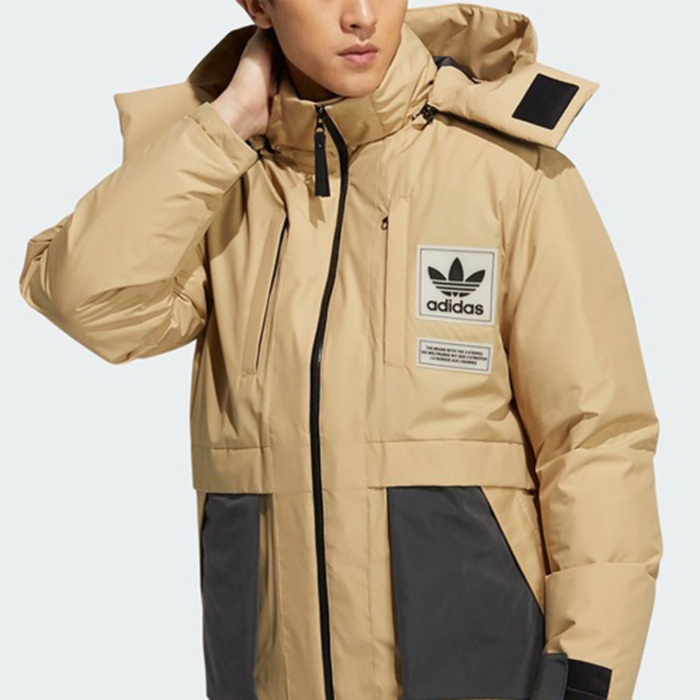 adidas originals Large Logo Cargo hooded Stay Warm Down Jacket Creamy White H66018